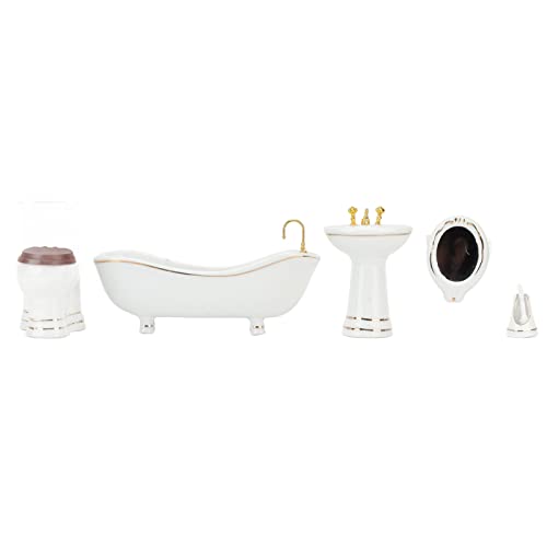 Dilwe 1:12 Puppenhaus-Badezimmer-Set, 5-Teiles Miniatur-Badezimermöbel-Set PUPPENHAUS-ZUBHörr von Dilwe