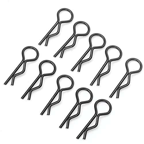 Dilwe 10Pcs RC Body Clips, 8.3 mm R Clips RC Auto Shell Clip R-förmige Metallkarosserieclips Stifte für 1/5 1/6 1/8 1/10 RC Car(schwarz) von Dilwe