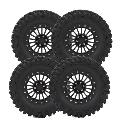 Dilwe 2,6-Zoll-RC-Crawler-Reifen, 4 Stück 2,6-Zoll-RC-Crawler-Reifen mit Aluminiumlegierungsfelge RC-Kletterreifen mit Hervorragendem Grip für RBX10 für SCX10 (Black) von Dilwe