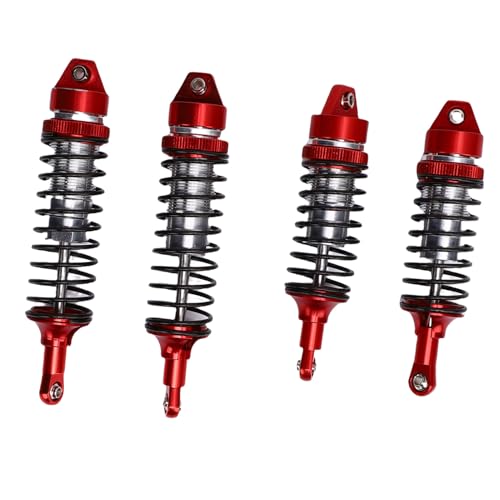 Dilwe 2 Paare RC -Auto -Stoßdämpfer Set, Aluminiumlegierung Vorderen Heck -Stoßdämpfer -Kit mit Dämpfung für 4x4 1/10 RC -Crawler (rot Silber) von Dilwe