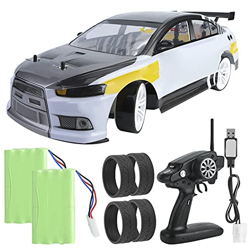 Dilwe 2.4G ferngesteuertes Auto, 70km/h Doppelbatterielager Drift-Auto RC Hochgeschwindigkeits 1:10 RC-Modellfahrzeug-Spielzeug Geschenk für Kinder (2 stücke batterien) von Dilwe