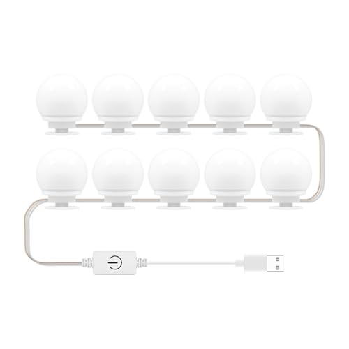 Dilwe 2pcs Spiegel Vordere Licht, LED -Waschtischlichter mit 3 Farbtemperaturen und Unendlichem Dimm, USB -Make up Licht für Bad Waschtisch, Vielseitig (10 Glühbirnen) von Dilwe