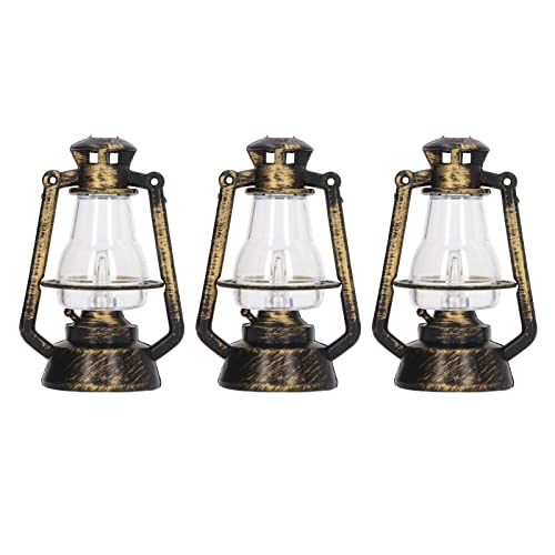 Dilwe 3-teilige Puppenhaus-beleuchtete Lampe, Retro-DIY-Petroleumlampe, Miniatur-Laternendekoration für 1/12 1/6 PuppenhausSchmuckspielzeug von Dilwe