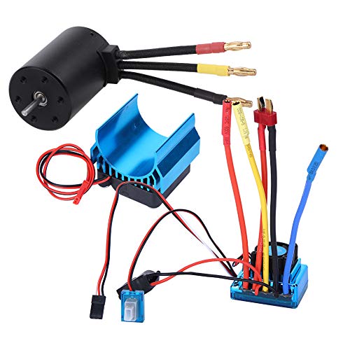 Dilwe 3650 Motor, 3100 KV Bürstenloser ESC -Kühlkörper Set Legierung Legierung Rennfahrzeugmotor ESC -Kit für 1/10 RC -Automodellzubehör (60A) von Dilwe