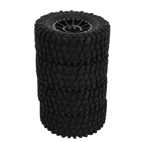 Dilwe 4 Stück RC Auto Reifen, Gummi Aluminium Legierung Rad Felgen Reifen Set RC Raupen Reifen für Ersatz (Black) von Dilwe