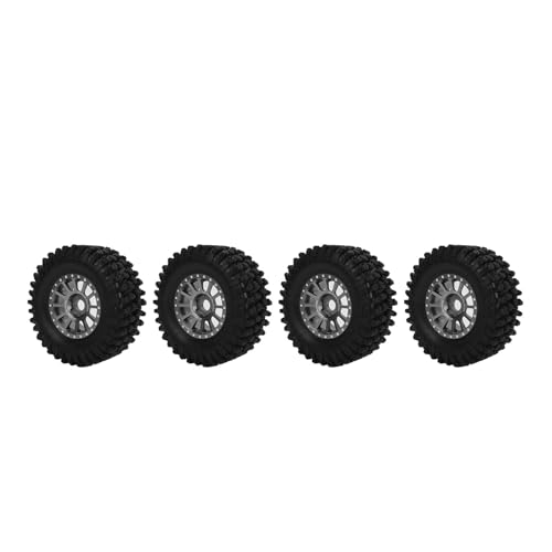 Dilwe 4 Stück RC Auto Reifen, Gummi Aluminium Legierung Rad Felgen Reifen Set RC Raupen Reifen für Ersatz (Titan) von Dilwe