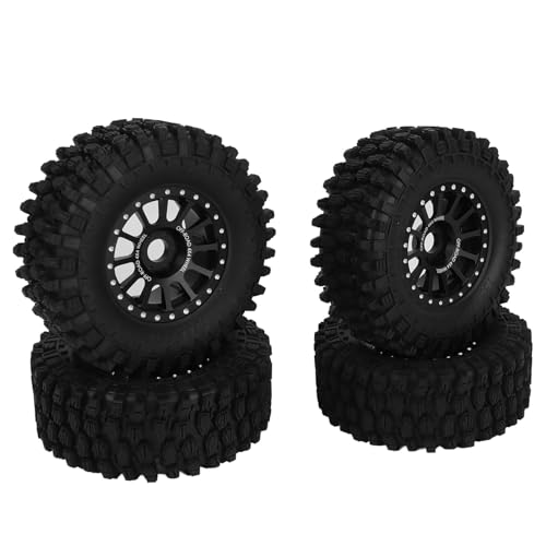 Dilwe 4 Stück RC Rad Felgen Reifen Set, Haltbare Aluminium Legierung 2,6 in RC Auto Reifen Ersatz Zubehör Typ A (Black) von Dilwe