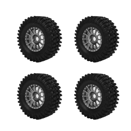 Dilwe 4 Stück RC Rad Felgen Reifen Set, Haltbare Aluminium Legierung 2,6 in RC Auto Reifen Ersatz Zubehör Typ A (Titan) von Dilwe