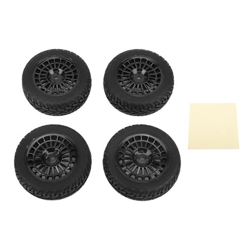 Dilwe 4pcs 1/10 RC Car auf Straßenreifen, 75x28mm Gummiräder Felgen mit Rallye -Reifen mit 1/16 Skala Kompatibel (Black) von Dilwe