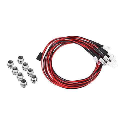 Dilwe 8 LED Licht Set, 4 Weiß 4 Rot Scheinwerfer Rücklicht für 1/10 RC Auto Truck Crawler von Dilwe