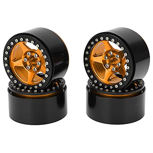Dilwe Beadlock Wheel, 4pcs Beadlock Wheels Aluminiumlegierung Fünf Speichen Leichte Micro Crawler Wheels Für Axial Für SCX10 90046 RC Car(Gold) von Dilwe