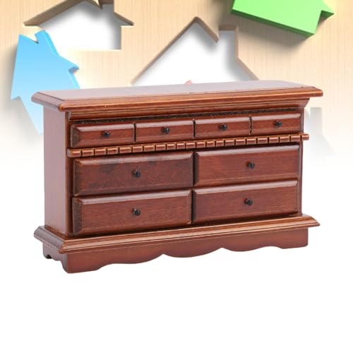 Dilwe Dollhouse Schubladenschrank, 1:12 Miniaturlager für Dollhouse Rooms Funktionelle Birkenholzkiste mit Schubladen für Sammler (Kastanienbraun) von Dilwe