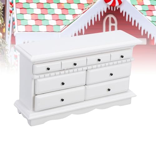 Dilwe Dollhouse Schubladenschrank, 1:12 Miniaturlager für Dollhouse Rooms Funktionelle Birkenholzkiste mit Schubladen für Sammler (White) von Dilwe