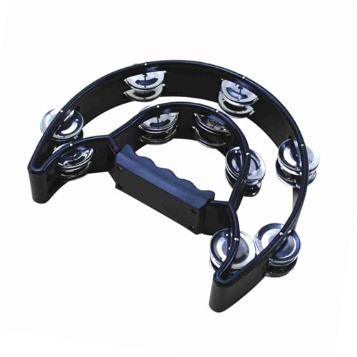 Dilwe Doppelreihe Jingle Tambourin Leichtes Leichtes Handbell für KTV -Partybühne und Konzerte (Black) von Dilwe