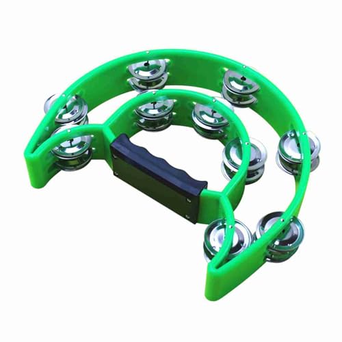 Dilwe Doppelreihe Jingle Tambourin Leichtes Leichtes Handbell für KTV -Partybühne und Konzerte (Green) von Dilwe