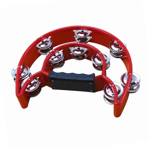 Dilwe Doppelreihe Jingle Tambourin Leichtes Leichtes Handbell für KTV -Partybühne und Konzerte (Rot) von Dilwe