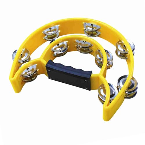 Dilwe Doppelreihe Jingle Tambourin Leichtes Leichtes Handbell für KTV -Partybühne und Konzerte (Yellow) von Dilwe