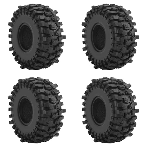 Dilwe Ferngesteuerter Autoreifen, 4 Stück 1,9 Zoll RC Crawler Reifen Gummireifen mit Schaumstoffeinlage für 1/10 RC Crawler Car SCX10 Schwarz von Dilwe