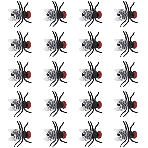 Dilwe Florgen-Spielzug, 1, 5 X 1, 7 X 0, 5 cm, 20 Stück Kunststoff-Simulationen-Fliegen-Liegen-Liegestiel-Hallowen-Party-Witzfliegen-Modell-Spielegug-Zubehör-Set (Fliege) von Dilwe