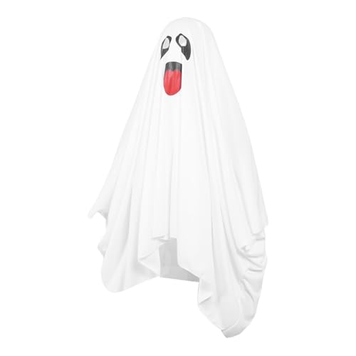 Dilwe Geisterkostüm für Kinder, Weißer Geister Gruseliger Langer Cape Halloween Cosplay Party Dress -up Kostüm für Jungen Mädchen (L) von Dilwe