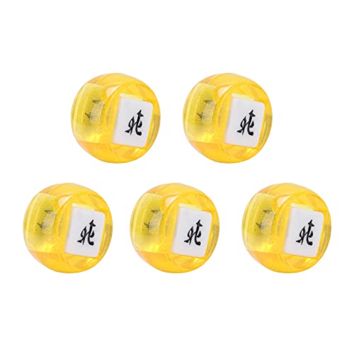 Dilwe Geruchsloser Mahjong -Würfel -Set mit Chinesischen Charakteren, 5 PCs Spaß zu Lässigen Spielen (Glänzendes Gelb) von Dilwe