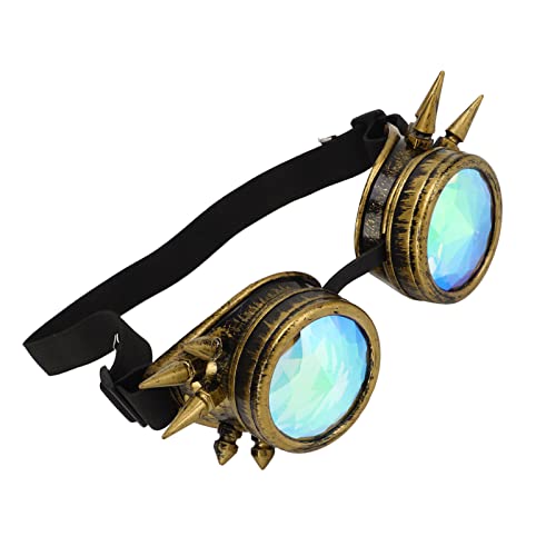 Dilwe Kaleidoskop-Brille, Verstellbare Nasenstücke, Freigroßes Design, PC, ABS, Hohe Elastizität, Regenbogen-Steampunk-Brille für Halloween, Dekoration, Party USW (Bronze (Bronze) von Dilwe