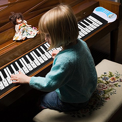 Dilwe Klavier&Keyboard Noten Aufkleber, rückstandslos, für Piano mit 37/49/61/88 Tasten, Piano Sticker Kind, 2 Farben, Schwarz, Spielzubehör von Dilwe