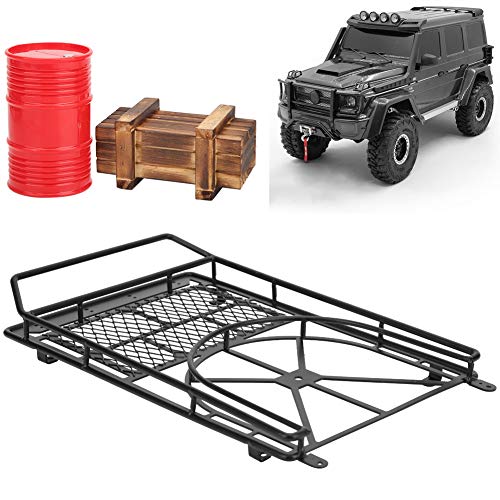 Dilwe Langlebiger Metalldachtrock -Kit mit Simulationsdekor für SCX10/D90 1/10 RC Crawler Car, Einschließlich LED -Licht und Gepäcknetz für Zusätzlichen Realismus von Dilwe