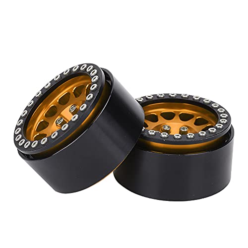 Dilwe Metallrad -Hub -Auto -Reifen, 4PCS 1:10 RC Crawler Car Tire für Axiale SCX10 / SCX10II / 90046/90047, Kompatibel mit CC01 D90 D110 (schwarzes Gold) von Dilwe