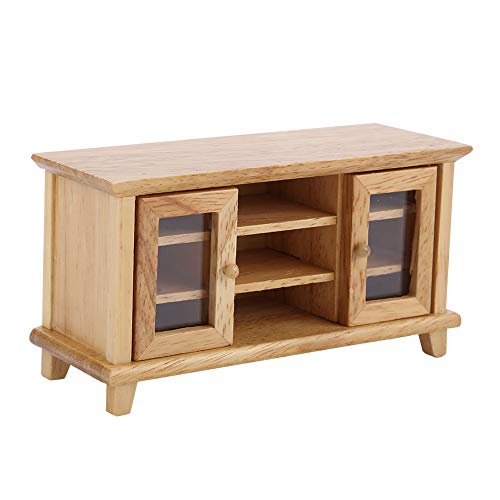 Dilwe Miniatur-TV-Klank, Maßstab 1:12, Puppenhaus-Klank, Miniatur-Holzmö, Kinderge, für Kinderpuppenhaus (Naturholzfarbarbe (Holzfarbe) von Dilwe