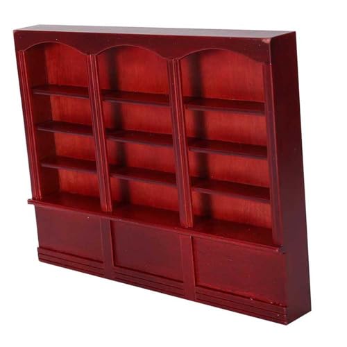 Dilwe PUPPENHAUS-BÜCHERREGAL, 1:12 PUPPENHAUS-ZUBHER, MINI-BÜCERREGAL, Vitrine, Bücherregal, Möbel, Spielug (Weiss (Rotbraun) von Dilwe