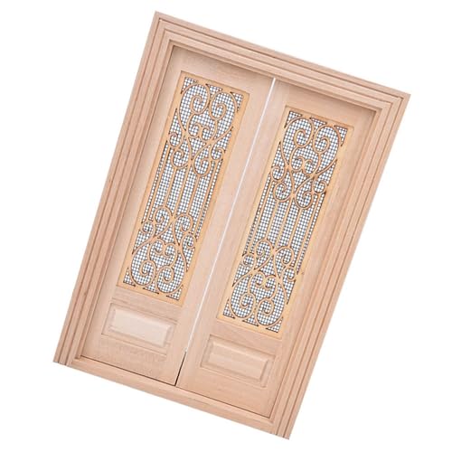 Dilwe PUPPENHAUSTÜR, 1:12 PUPPENHAUS DIY MINI TÜR-FENSTERZUBHR, MINI MBEL PUPPENHAUS UNLACKATION DOPPELTUR DULLS UND FAUTIGES Spielzeug für (Doppeltür) von Dilwe