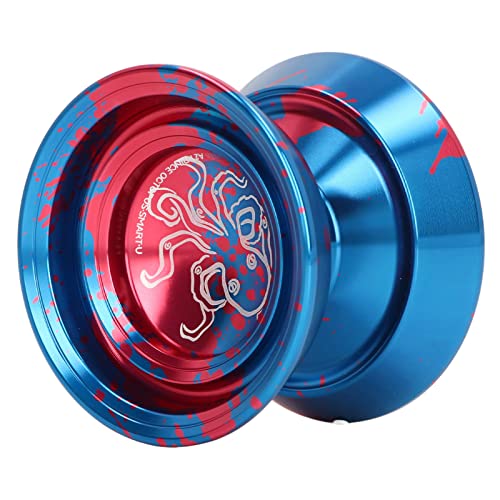 Dilwe Professioneller YoYo-Ball, Nicht Reagierendes Yo-Yo aus Aluminiumlegierung, Fortgeschrittenes, Exquisites Trick-Yoyo für den Wettbewerb mit Handschuhschnüren (Blau) von Dilwe