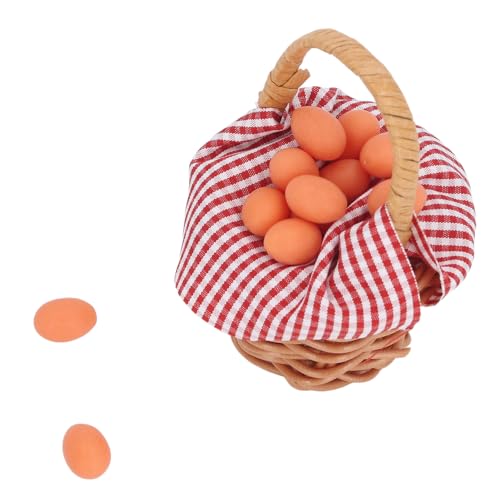 Dilwe Puppenhaus-Miniatur-Eierkorb, Hochsimulierte Mini-Webkörbe mit Ei für die Puppenhaus-Dekoration (Ei) von Dilwe