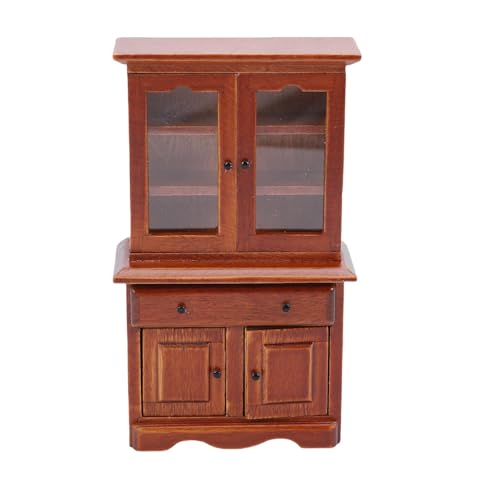 Dilwe Puppenhaus Schrank Im Maßstab 1:12, Miniatur Vitrine aus Holz mit Regal, Bücherregal für Puppenhaus Möbel Foto Prop von Dilwe
