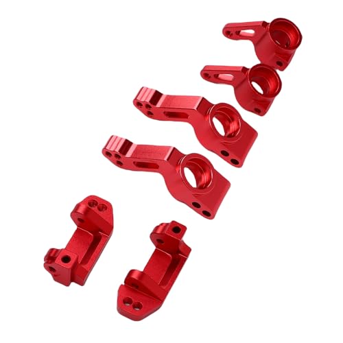 Dilwe RC -Auto -Frontlenkblöcke Zaubererblöcke Heckstummel -Träger -Träger Kit 2pcs Vordere Lenkung 2pcs Heck -Stubachse Aluminiumlegierung Ersatz für Schrägstriche 2WD (Rot) von Dilwe