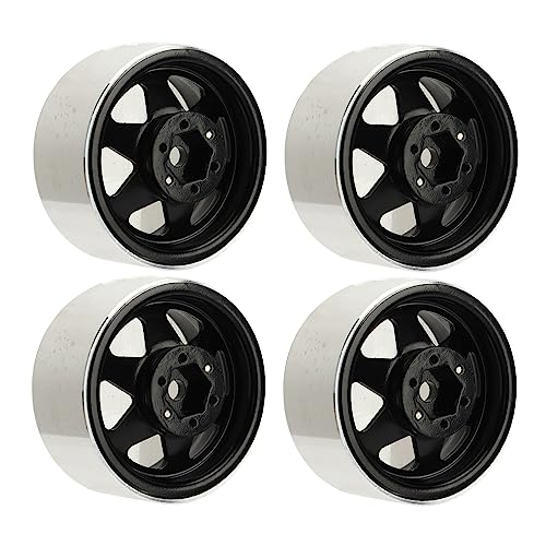 Dilwe RC Car Beadlock Wheels Felge, 4 Stück Metall Beadlock Wheel Felgenersatz für Axial SCX10 90046 1,9 Zoll (Black) von Dilwe