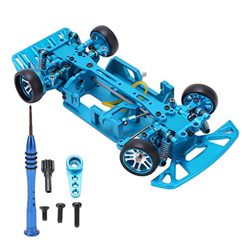 Dilwe RC-Car-Chassis, RC-Fahrgestellrahmen aus Aluminiumlegierung mit Rädern CNC-Bearbeitung RC-Rahmenchassis für WLtoys 1/28 284131 K969 K979 K989 K999(Blau) von Dilwe