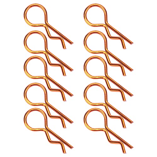 Dilwe RC Car Shell Clips, 10 Stück RC Car Shell Clip R-förmige Metallkarosserieclips Stifte Kompatibel mit 1/5 1/6 1/8 1/10 RC Car(Bronze) von Dilwe