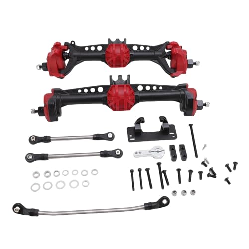 Dilwe RC-Car-Upgrade-Ersatzkit für Vorder- und Hinterachse, Erhöhte Bodenfreiheit für Axial SCX10 II RC-Crawler Im Maßstab 1/10 (Schwarz Rot) von Dilwe