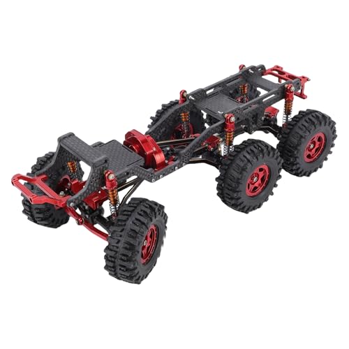 Dilwe RC -Chassis, 6x6 Kohlefaser RC -LKW -Fahrgestellrahmen, Upgrade -Zubehör für SCX24 -Auto (Schwarz Rot) von Dilwe