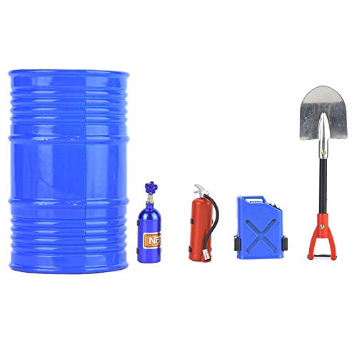 Dilwe RC Crawler Dekoration Zubehör, Simulation Set Inklusive Ölfaß Schaufel Stickstoffflasche Feuerlöscher Öltank(Blau) von Dilwe
