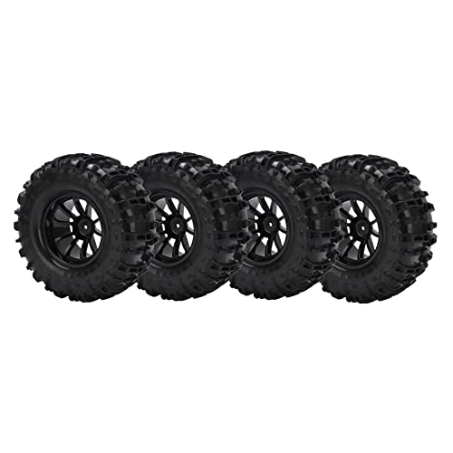 Dilwe RC Fahrzeug Räder Reifen, Geriffelte Oberfläche RC Fahrzeug Räder und Reifen Set für Monster Truck 1/8 1/10 Kurzbahn LKW, Schwarz von Dilwe