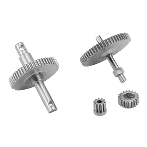 Dilwe RC Getriebe Set, Zahnrad und Welle, Edelstahl Ritzel für AXIAL SCX24 AXI90081 AXI00001 AXI00002 1/24 RC Car, Silber von Dilwe