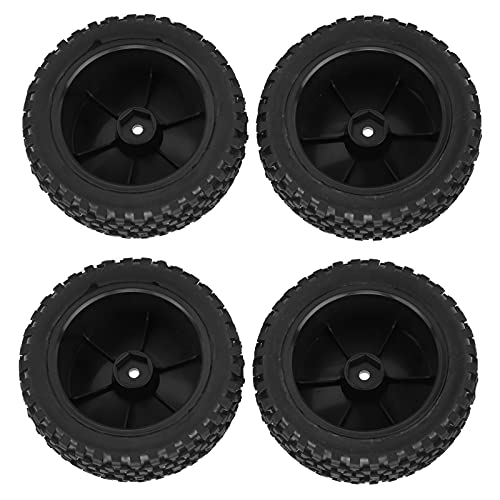 Dilwe RC und Reifen, 4 Stück RC Vorderrad Reifen und mit 12mm Hex für 1/10 RC Off Road Car Upgrade Teile (Schwarz) von Dilwe