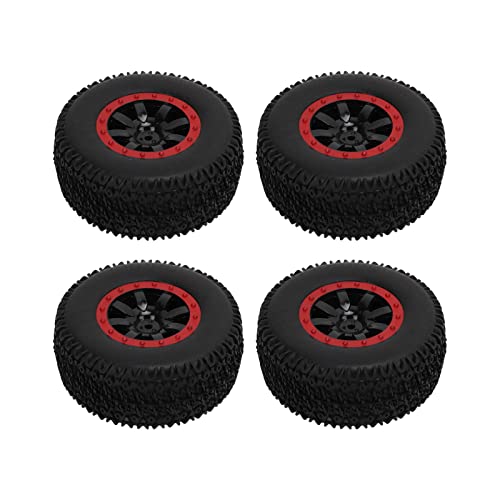 Dilwe RC Short Course Truck Reifen, 4 St¨¹ck Short Course Truck Gummiradreifen Car Model Parts f¨¹r 1:10 RC Short Course Truck Upgrade Teile Zubeh?r RC Crawler Fittings (Rot) von Dilwe