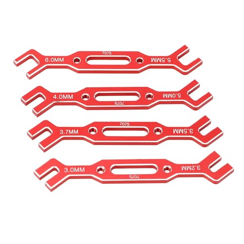 Dilwe RC-Car-Werkzeug, RC-Spurstangen-Einstellschlüssel aus Aluminiumlegierung, 3,0 Mm-6,0 Mm, Rot von Dilwe