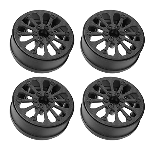 Dilwe RC Wheels Felge, 2.2 Zoll Carbon Fiber Wheels Geeignet für 1/10 Axial SCX10 Fernbedienung Simulation Auto Spielzeug(Zwölf Löcher) von Dilwe