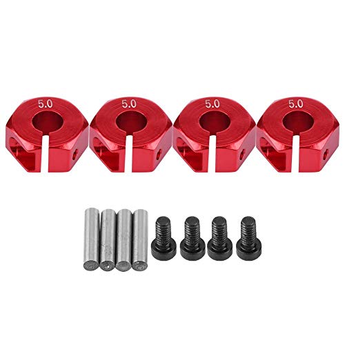 Dilwe Rad-Sechskant-Adapter, 12mm Universal-Rad-Sechskant-Adapter für HSP Sakura 1/10 RC Auto(5 mm / 0,197 Zoll- Rot) von Dilwe