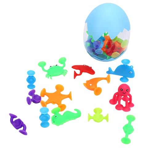 Dilwe Saugnapf Bad Spielzeug für Kinder, TPR Kunststoff Bad Baukasten Set mit Aufbewahrung Sbox für Kleinkind Baby von Dilwe